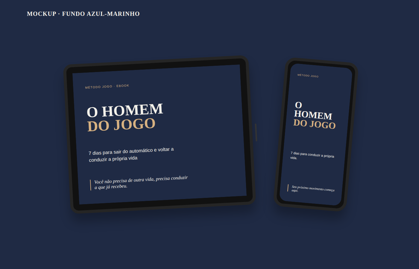 eBook O Homem do Jogo aberto no tablet e no celular